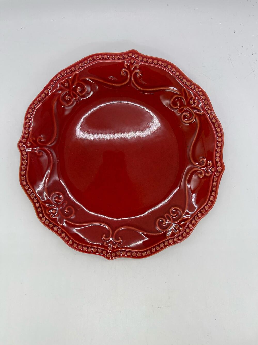 Pioneer Woman Red Paige Set of 4 Salad Plates 8"